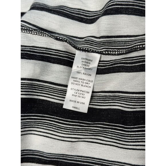 PPLA Blouse Womens Large Black Striped Summer Tunic Boho Peasant White Black - Picture 8 of 9
